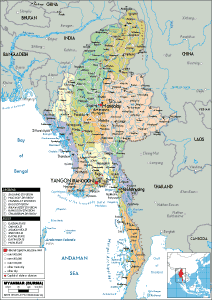 POLITICAL Map of Myanmar