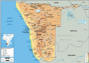 PHYSICAL Map of Namibia