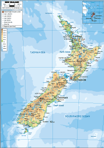 PHYSICAL Map of New Zealand