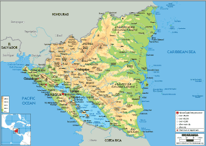 PHYSICAL Map of Nicaragua