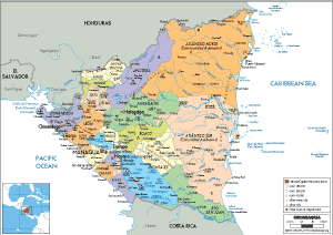 POLITICAL Map of Nicaragua