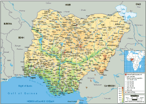 PHYSICAL Map of Nigeria