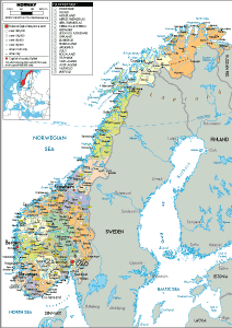 POLITICAL Map of Norway