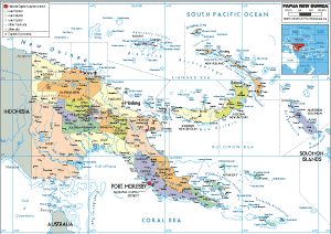 POLITICAL Map of Papua New Guinea