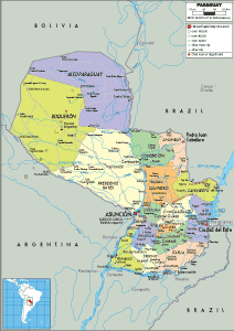 POLITICAL Map of Paraguay