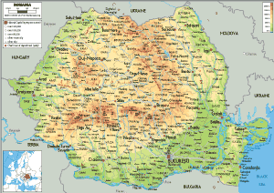 PHYSICAL Map of Romania