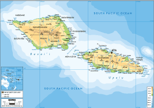PHYSICAL Map of Samoa