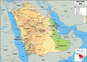 PHYSICAL Map of Saudi Arabia