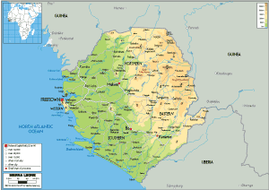 PHYSICAL Map of Sierra Leone