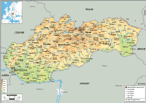 PHYSICAL Map of Slovakia