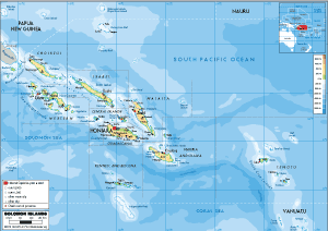 PHYSICAL Map of the Solomon Islands