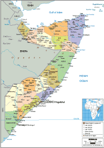 POLITICAL Map of Somalia