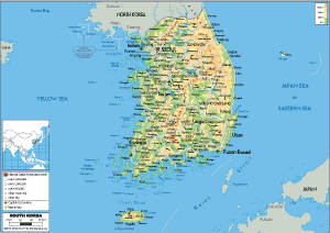 PHYSICAL Map of South Korea