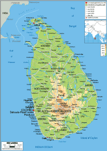 PHYSICAL Map of Sri Lanka