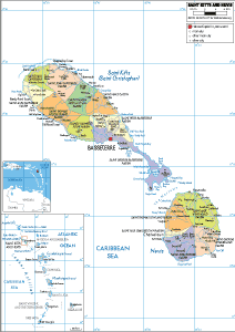 POLITICAL Map of Saint Kitts and Nevis