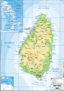 PHYSICAL Map of Saint Lucia