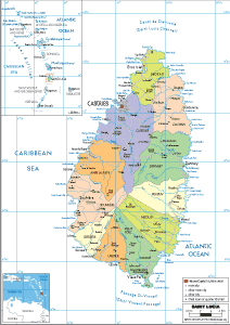 POLITICAL Map of Saint Lucia