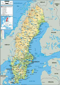 PHYSICAL Map of Sweden