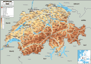 PHYSICAL Map of Switzerland