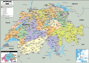 POLITICAL Map of Switzerland