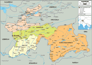 POLITICAL Map of Tajikistan