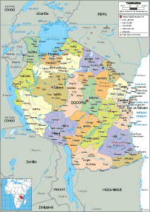 POLITICAL Map of Tanzania