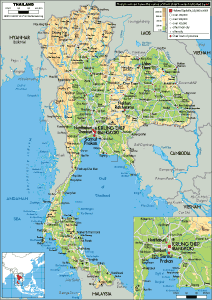 PHYSICAL Map of Thailand