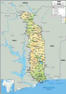 PHYSICAL Map of Togo