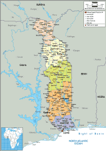 POLITICAL Map of Togo