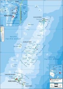 PHYSICAL Map of Tonga