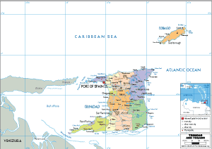 POLITICAL Map of Trinidad and Tobago