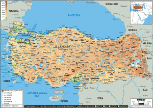 PHYSICAL Map of Turkey