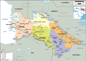 POLITICAL Map of Turkmenistan