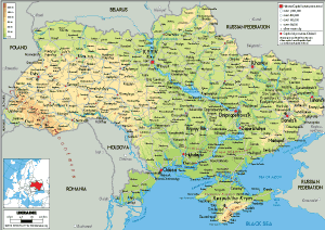 PHYSICAL Map of Ukraine