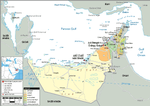 POLITICAL Map of the United Arab Emirates