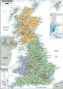 POLITICAL Map of the United Kingdom
