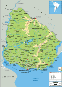 PHYSICAL Map of Uruguay