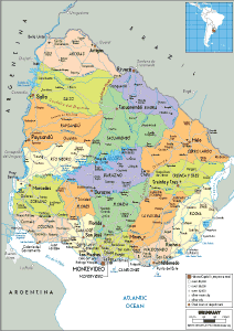 POLITICAL Map of Uruguay