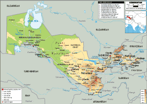 PHYSICAL Map of Uzbekistan