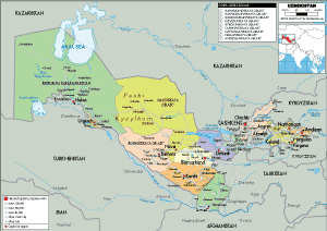 POLITICAL Map of Uzbekistan