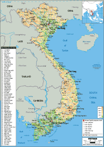 PHYSICAL Map of Vietnam