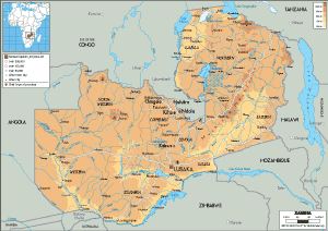 PHYSICAL Map of Zambia