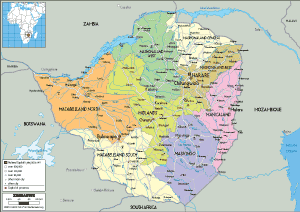 POLITICAL Map of Zimbabwe